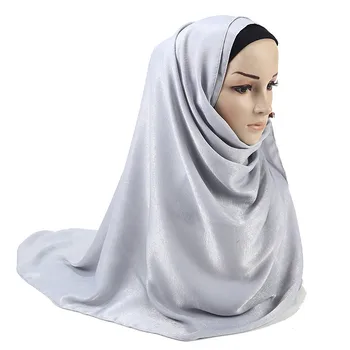 2019 Svile Muslimanskih Zaviti Instant Hidžab Šal Pripravljen Nositi Šal Headscarf Saten Islam foulard femme musulman hijabs Glavo, Rute
