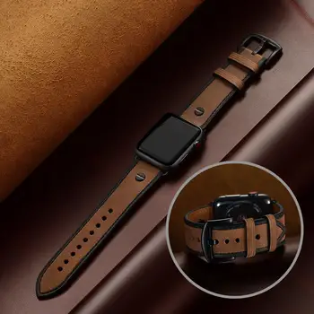 Usnjeni trak za Apple ura 5 band 44 mm 40 mm iWatch band 42mm 38 mm Visoko Kakovostni watchband zapestnica Apple gledati serije 5 4 3 42mm