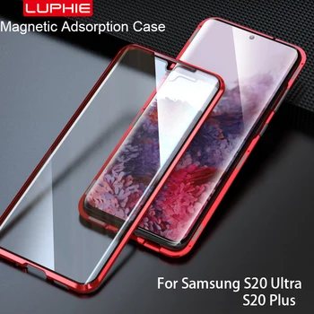 Magnetno Ohišje Za Samsung Galaxy S10 S20 S21 S8 S9 Opomba 20 Ultra Plus, Lite Opomba 9 A71 s20 fe telefon Primerih, Stekla, Pokrov Metal Funda