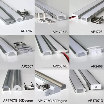 40m (20pcs) veliko, 2m na kos, led aluminij profil AP1707 za 12 mm wideness ali pod led trakovi