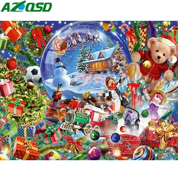 AZQSD Diamond Slikarstvo 5d Božič Mozaik Ročno Diamond Vezenje Sneg Krajine Doma Dekor Obrti Darilo Umetnosti