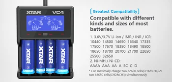 XTAR VC4 Baterija Polnilnik 20700 18650 21700 14650 17335 17670 18490 10440 14500 16340 17500 18350 18500 18700 22650 25500 32650