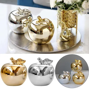 Zlata-Silver Plated Apple Keramični Okrasni Sodobno Minimalistično Evropske Skandinavski Slog Opremo Doma Kreativna Božična Darila