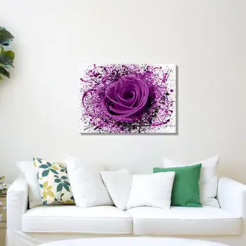 Purple Rose Visi Platno Oljnih Slik Ornament Bar Stenske Nalepke Za Dekoracijo Notranjih Zidnih Abstraktnega Slikarstva