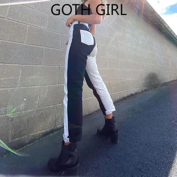Goth Dekle Jeseni Leta 2020 Ženske Nositi Funkcije za Šivanje Zadeli Barvni Modni Ulici Nove Kavbojke, Visoko Tanek Pas Hlač Hlače