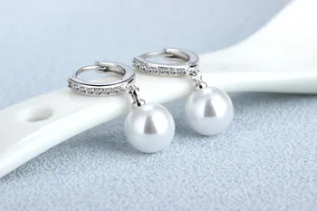 Čisti 925 sterling silver fashion crystal pearl ženske stud uhani nakit za ženske, poročno darilo Anti alergija