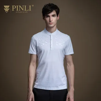 Pinli 2020 Poletje Novo Slim Barva Bombaž Vezene Moda, Classic, Priložnostne Moški Polo Majica Kratek Rokav T-shirt B202512260