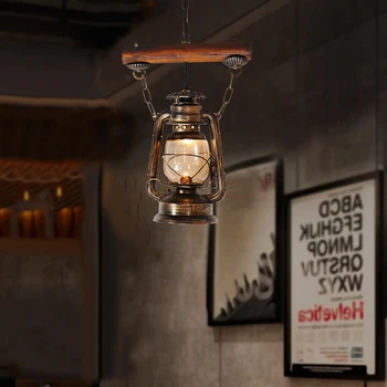 Artpad Kitajski Slog Kmečko Kerozina Lučka Stropa Viseče Luči za Bar, Restavracija Dekoracijo Obesek Svetlobe s Stekla Lampshade