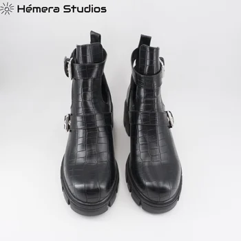 Hemera Studios Plen Ženske 2020 pozimi plen s platformo edini skladbo slog punk čevlji živali tiskanja pete multicolor