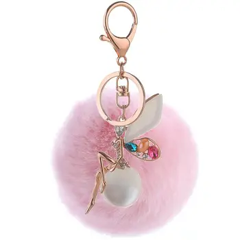 Nova moda Zlitine Keychain Pearl Čarovnik Rex zajec krzno žoga torba obesek ženska torba za pribor key ring