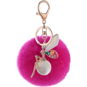 Nova moda Zlitine Keychain Pearl Čarovnik Rex zajec krzno žoga torba obesek ženska torba za pribor key ring