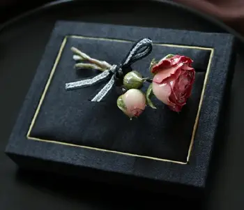 CSxjd Čar, Moda Nakit Yellow rose posušeno cvetje pearl šopek broška Poročno družico groomsmen broška pin