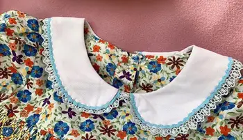 Otroci Dekleta jeseni leta 2020 baby princesa cvetlični vintage obleko za 3-7 let otrok elegent retro smocked obleke