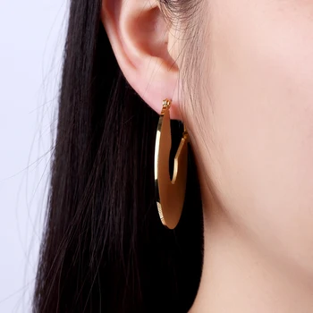 BORASI Velik Krog Krog Uhani Visijo Nove Modne Geometrijske Zlato-Barva Nerjavnega Jekla Dolgo Earings Za Ženske, modni Nakit