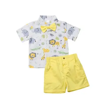 2020 NOVO poletje malčka fant obleke 2Pcs cartoon živali print majica vrh + hlače modni prostem fant obleko