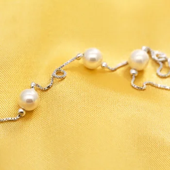 Pearl krog Choker Veriga Ogrlica 925 Sterling Srebro sladkovodnih biserna ogrlica, nakit kolye collares bijoux femme