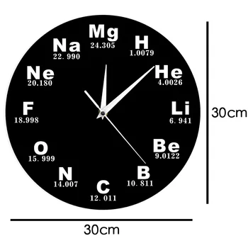1Piece Kemijski Elementi, ki jih Redno Stenske Ure Kemijski Simboli Sodobno Oblikovanje Biologija Steno Watch Ura Učitelje Naravoslovja Darilo