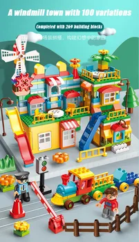 Marmor Teči Veliki Bloki Združljiv Duploed gradniki Tok Potisnite Blokov DIY Big Opeke Igrače za LegoINGlys Otrok Darilo