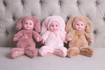 35 CM Prerojeni Baby Zajec/Bear Plišastih Lutka Igrače Odprte Oči Srčkan Baby Lutke z Otroci Spalna Najboljše Darilo za Rojstni dan Za Otroke