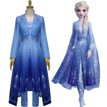 Film Zamrznjeno 2 Anna Elsa Kostum Princesa Obleko Elsa Cosplay Ženske Odraslih/Dekleta Obleko Halloween Kostum Snow Queen Elza Vestidos