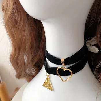 LOL KDA Ahri Akali cosplay ogrlica Strip Kaisa black choker z zlato barvo srce dekoracijo seksi črn Trikotnik choker