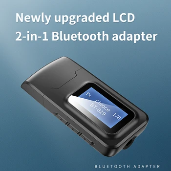 Tebe LCD-Zaslon Brezžični vmesnik Bluetooth 5.0 Avdio Oddajnik Sprejemnik 3.5 mm Aux Priključek 2 V 1, USB, Bluetooth Dongle Za TV PC