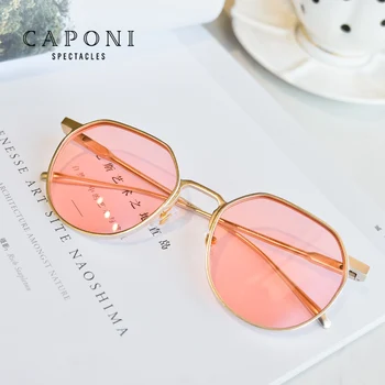 CAPONI Letnik Aluminija Ženske sončna Očala Lahka Teža Ovalne Očala za Sonce Visoko Kakovostne Barvne Leče Odtenkov Za Moške UV400 CP2110