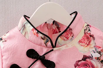 Dekle Obleko 2019 Pomlad Novo Baby Dekle Cvetje Natisnjeni Princesa Obleke Otroci Stranka Obleke, Otroci, Dekleta Cheongsam Obleko 2-6 Leto