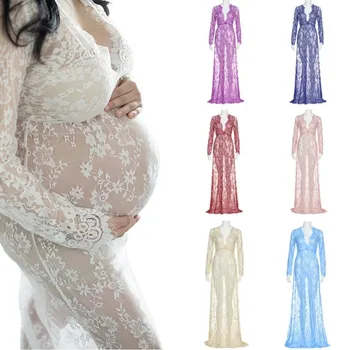 Plus Velikost 4XL Porodniškega Čipke Obleko Ženske Seksi Porodniškega Fotografija Rekviziti maxi obleke Modno fotografiranje fotografijo Noseče Oblačila