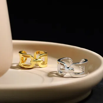 Obroč nastavljiv enostavno težkih kovin obroč osebno zlato, srebro votle bakrene ženski prstan Osnovni Poročni Prstani za Ženske