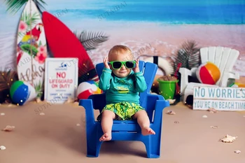 Poletni Plaži Novorojenčka Ozadje za Fotografiranje Baby Tuš 1. Rojstni dan Fotografija Ozadje za Otroke Kulise Studio
