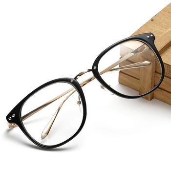 Vintage Prevelik Spektakel Očal Okvir za Moške, Ženske Kovinski Okvir Pregleden Objektiv Optični Očala Ženski Moški Očala