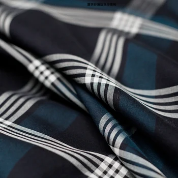 Pearlsilk 150 cm širina temno modra kariran natisnjeni tanke bombaž oblačilo materialov poletje obleko srajco oblačila tkanine ping