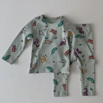 2020 Nove Jesensko Otroci Oblačila Sleepwear Bombaž Risanka za Otroke Pižamo Nastavite Romper+Hlače+Klobuk Baby Dekleta Fantje Obleke, Kompleti