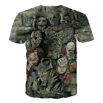PLstar Kozmos blagovne Znamke, Modni t-shirt Horror Filmov Freddy Jason/Stephen King je To 3D Print majica s kratkimi rokavi Moški Ženske ulične vrhovi