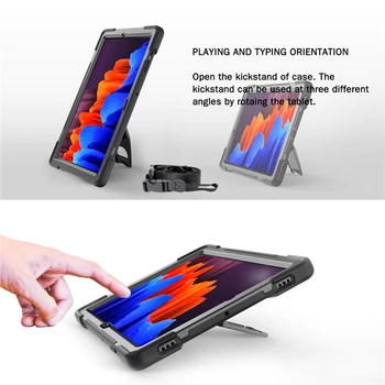SM-T970 Ohišje Za Samsung Galaxy Tab S7 Plus 12.4 palčni 2020 Krepak Hibridni Stojalo T975 Kritje Ročaj Vrtenje Shockproof
