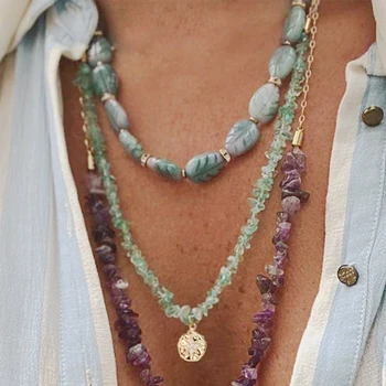 Naravni kamen ogrlica 2020 poletje trend novih vratu nakit bohemian Žensk občutljiva oblačila dodatki pisane чокер