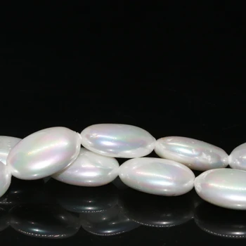 Brezplačna dostava naravne bele lupine pearl ovalne oblike 7*18 mm moda za ženske diy kroglice jajce poroke stranka svoboden nakit 15inch B2266