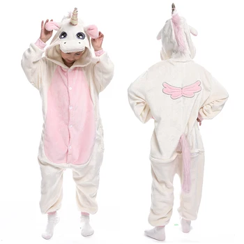 Pozimi Flanela Pižame Otroci Kigurumi Samorog Onesies Srčkan Cartoon Živali Panda Unicornio Pižamo Določa More Fant Sleepwear