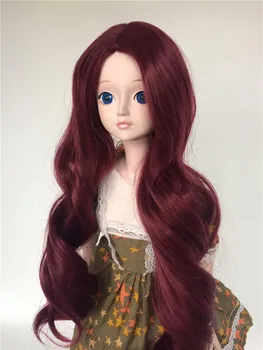 Novo bjd sd lasuljo 1/3 1/4 1/6 lutka lasuljo visoko temperaturo vlakna rdeče mid-dolžina kodrasti lasje Valoviti lasje za punčko Pribor Multi-color