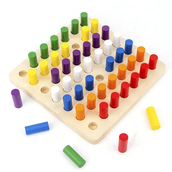 Lesene senzorično igrače Montessori pisane smislu povezovanja kognitivni učni pripomočki vstavite lesene palice izobraževalne igrače za otroke