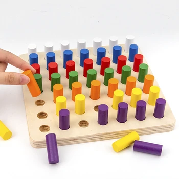 Lesene senzorično igrače Montessori pisane smislu povezovanja kognitivni učni pripomočki vstavite lesene palice izobraževalne igrače za otroke
