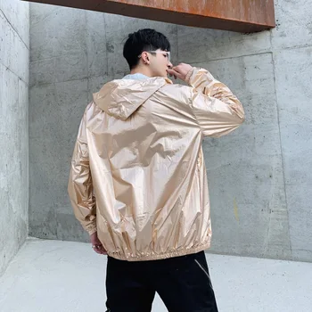 Hip Hop Suknjič odsevni jopič Moških Mladi ultra-tanek Plašč Moda Bomber Jakno Ulične Poletno jakno za moške college jakna