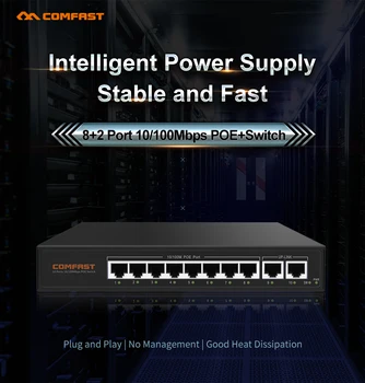 8 Port POE stikalo Ethernet 10/100Mbps 120W moči, adapter za mrežne IP kamere /wireless wifi pokrov/ telefonska konferenca
