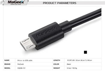[5-Kos] MaGeek Micro USB Kabel 0,3 m / 0,9 m x 3 / 1,8 m Hitro Polnjenje Mobilnega Telefona Kabli za Samsung LG Huawei Android Telefon