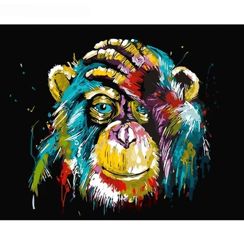 Brez okvirjev Baboon Živali DIY Barvanje Z Število Stenskih slikah, Barvo S Številko Platno Slikarstvo Za Dom Dekor Umetnine