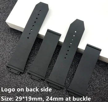 Črna nepremočljiva watchband 29*19 mm narave Silikona watch band za Hublot trak z logotipom na 24 mm na sponke Zapestja
