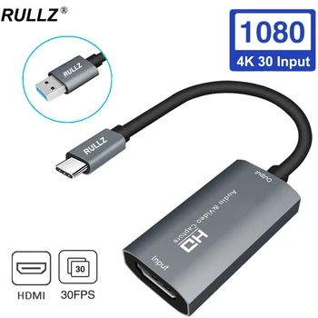 4K 1080P Tip C HD, Zajem Video Kartice USBC USB 2.0 Video Grabežljivac za PS4 PS5 Stikalo Igro Telefon Snemanje PC Živo Odbor
