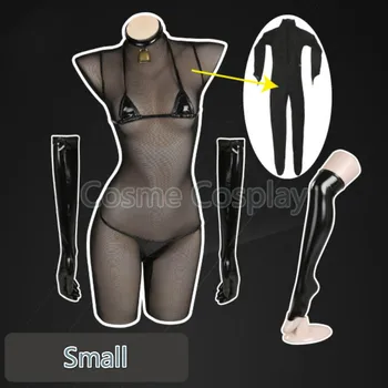 Cos Anime Cosplay Kostum Lak Bikini Komplet Porjavelost Usnje Vroče Seksi perilo Neto Jumpsuit Črne Bikini