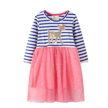 Skoki Metrov Dolg Rokav Risanka Obleke za Dojencek Dekliška Oblačila Bombaž Živali Natisniti Moda Vroče Prodaja Otroci Jesen Pomlad